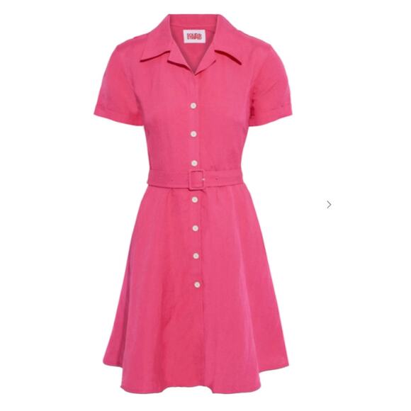 SOLID & STRIPED Linen Tourist Dress Pink L 10 NEW - Picture 1 of 14